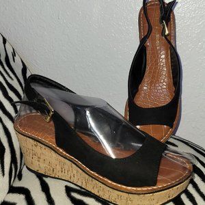 SHOE REPUBLIC CALVINO BLACK PLATFORM SHOES 7.5